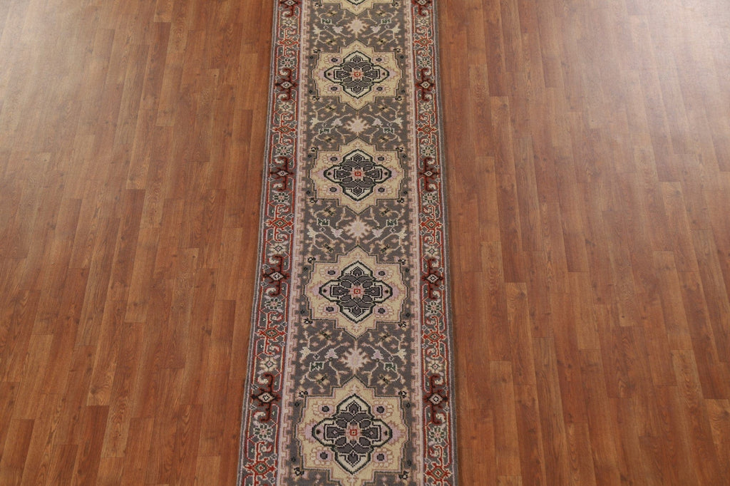 Geometric Heriz Serapi Wool Runner Rug 3x12