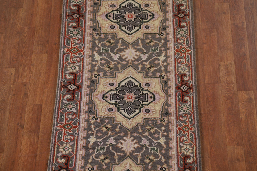 Geometric Heriz Serapi Wool Runner Rug 3x12