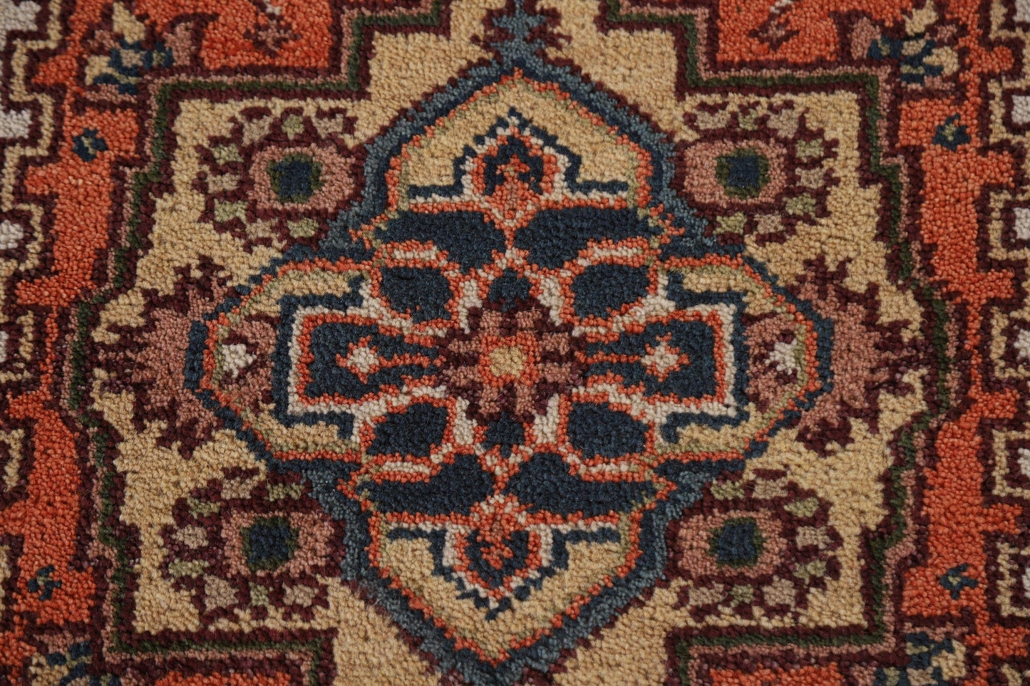 Heriz Serapi Runner Rug Hand-knotted Wool 3x8