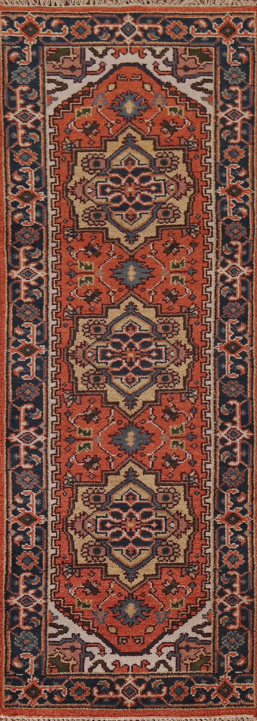 Heriz Serapi Runner Rug Hand-knotted Wool 3x8