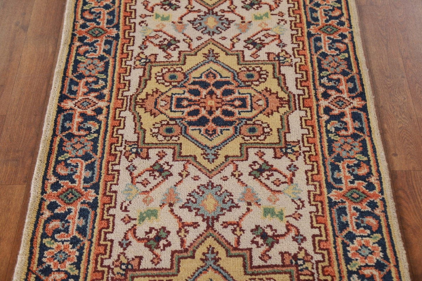 Geometric Heriz Serapi Runner Rug 3x8