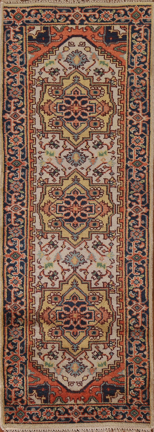 Geometric Heriz Serapi Runner Rug 3x8