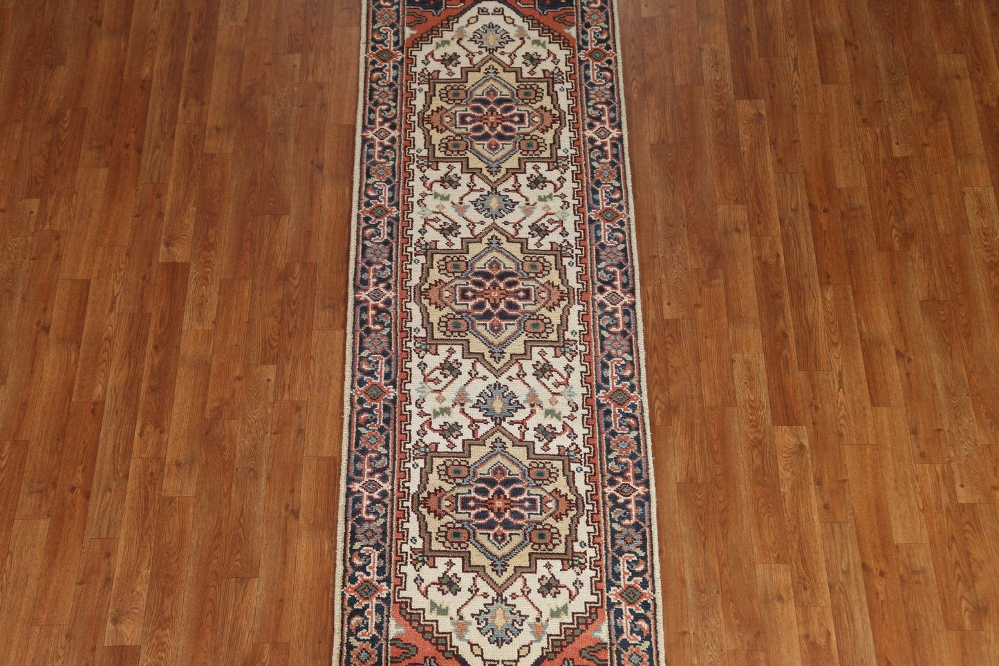 Geometric Heriz Serapi Runner Rug 3x8