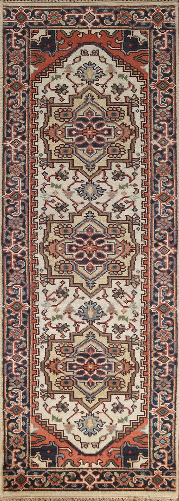 Geometric Heriz Serapi Runner Rug 3x8