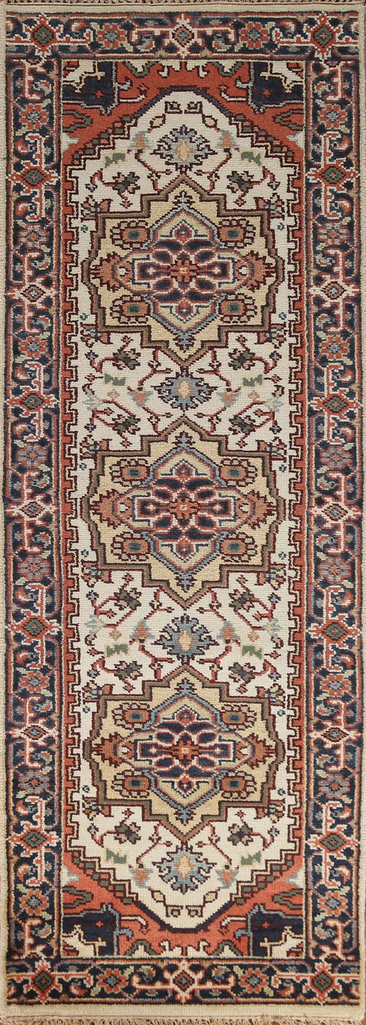 Geometric Heriz Serapi Runner Rug 3x8