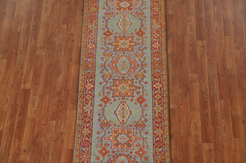 Geometric Heriz Serapi Runner Rug Handmade 3x8