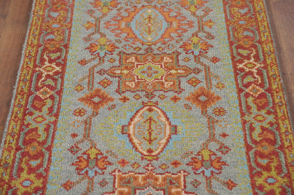 Geometric Heriz Serapi Runner Rug Handmade 3x8