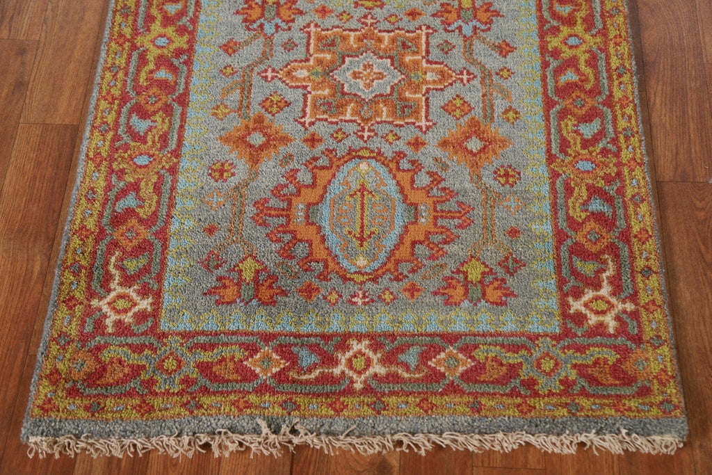 Geometric Heriz Serapi Runner Rug Handmade 3x8