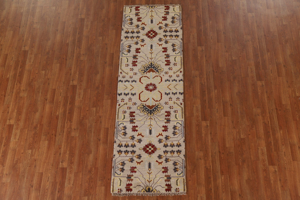 Geometric Heriz Serapi Runner Rug Wool 3x8