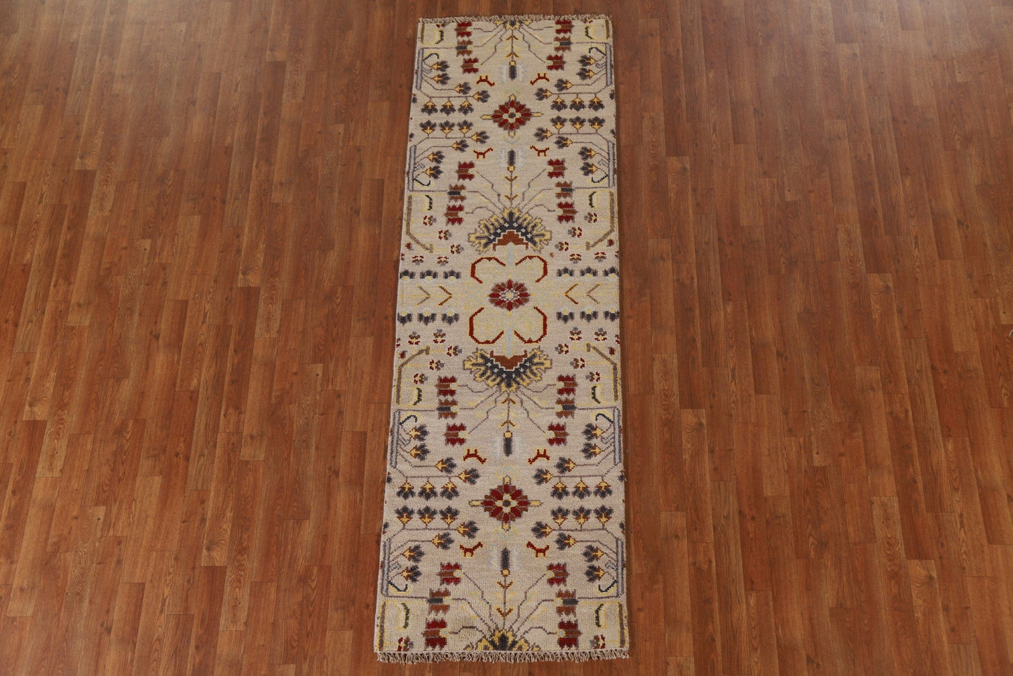 Geometric Heriz Serapi Runner Rug Wool 3x8