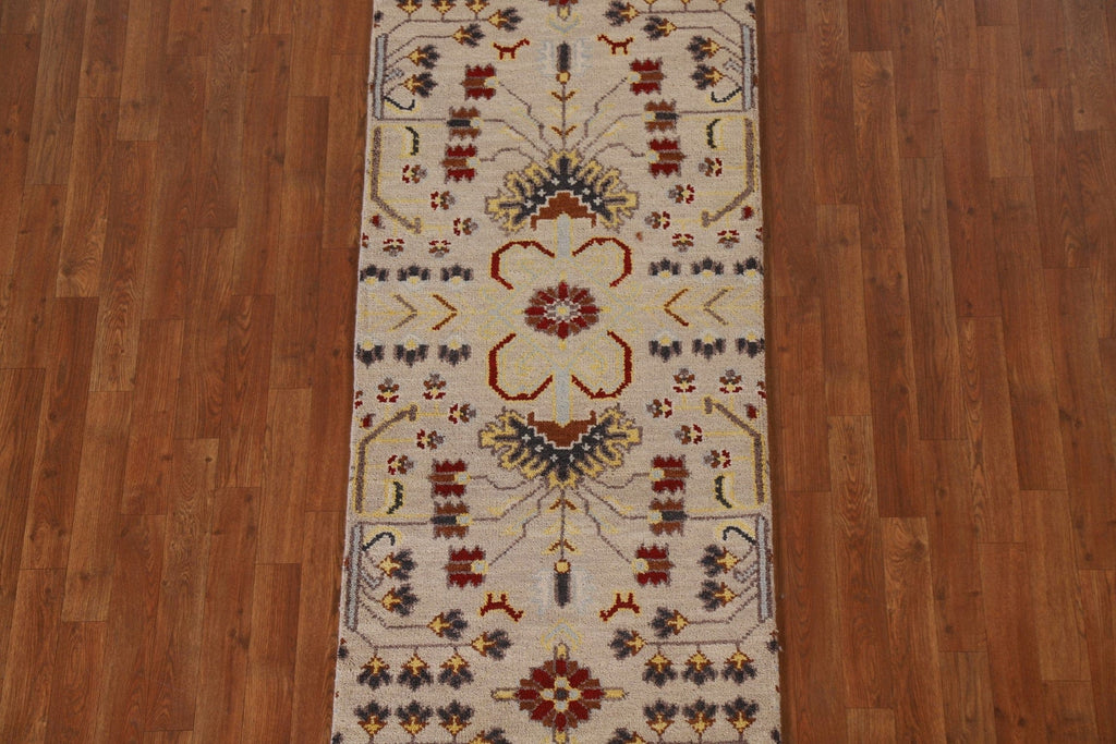 Geometric Heriz Serapi Runner Rug Wool 3x8