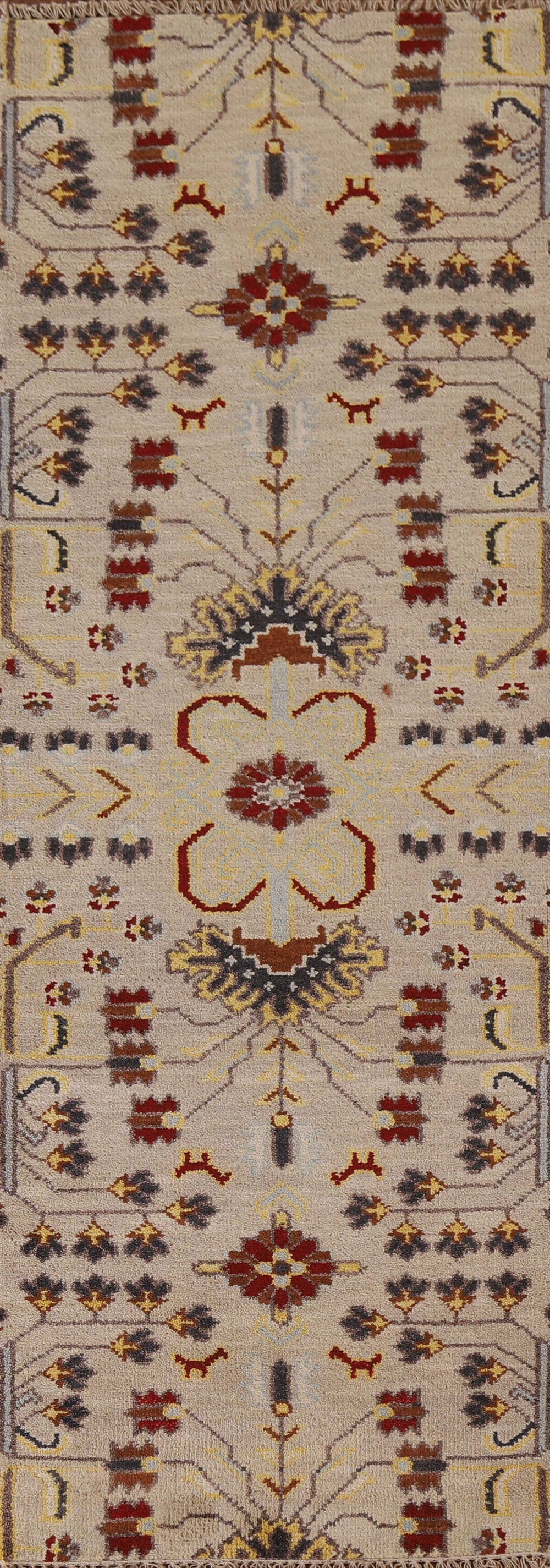 Geometric Heriz Serapi Runner Rug Wool 3x8