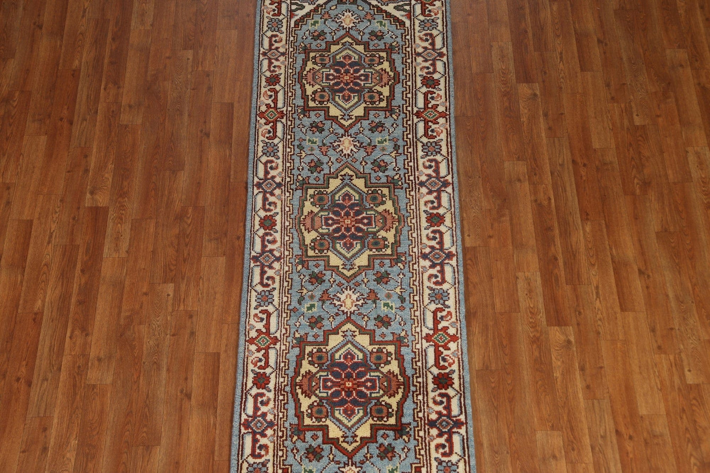 Geometric Heriz Serapi Runner Rug 3x8