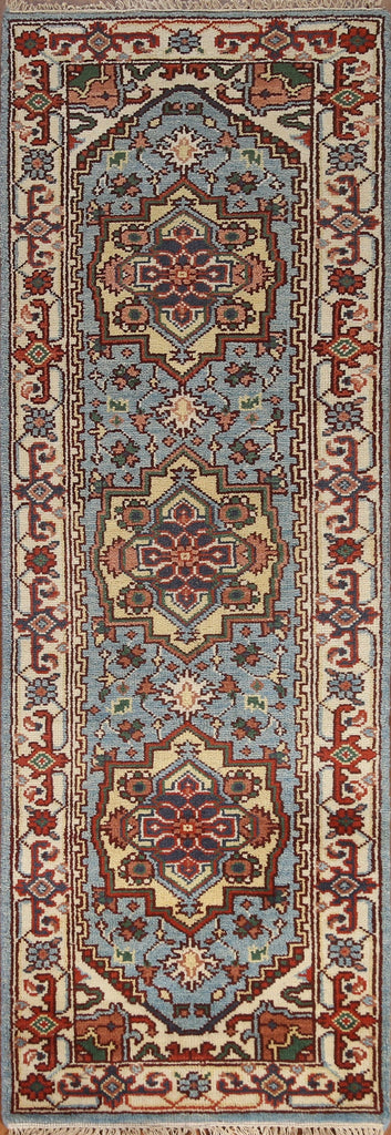 Geometric Heriz Serapi Runner Rug 3x8