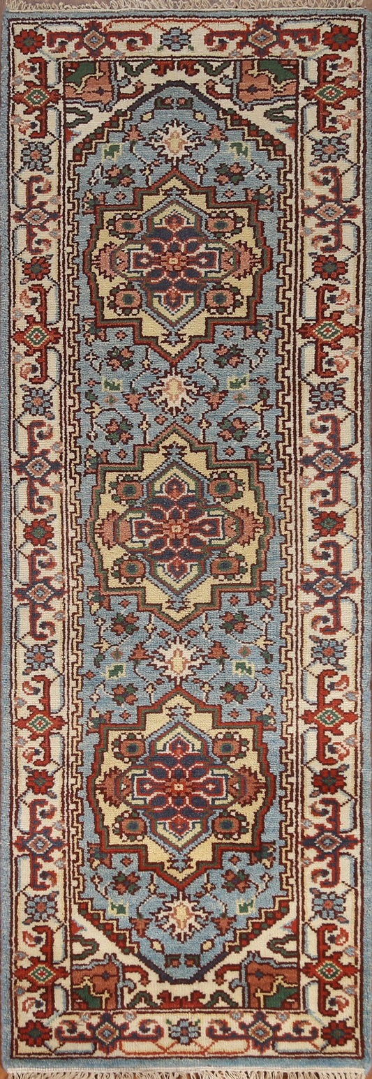 Geometric Heriz Serapi Runner Rug 3x8