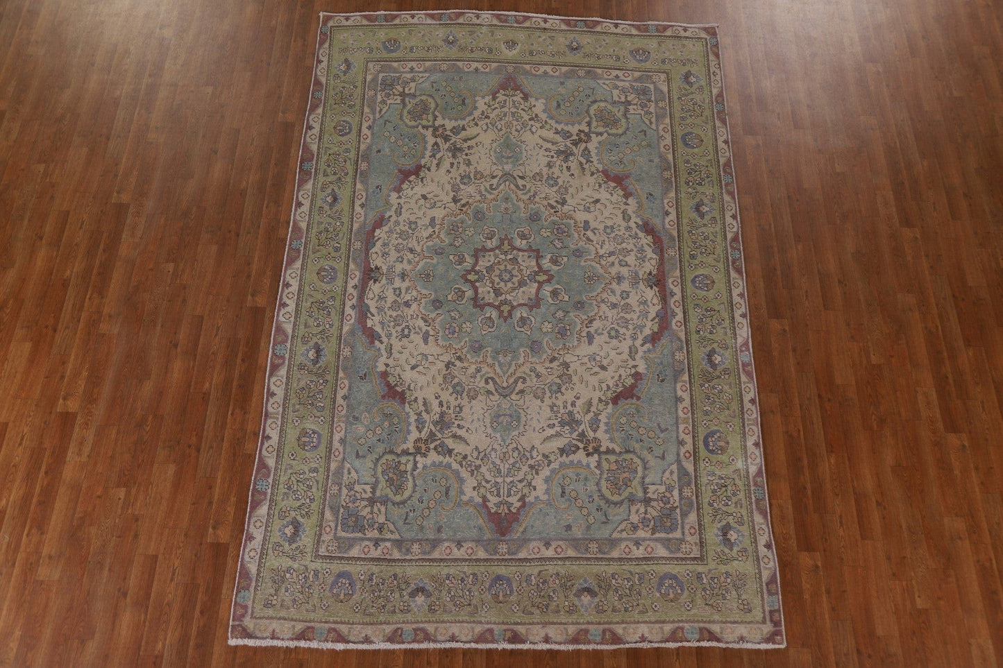 Distressed Over-Dyed Tabriz Persian Area Rug 7x10