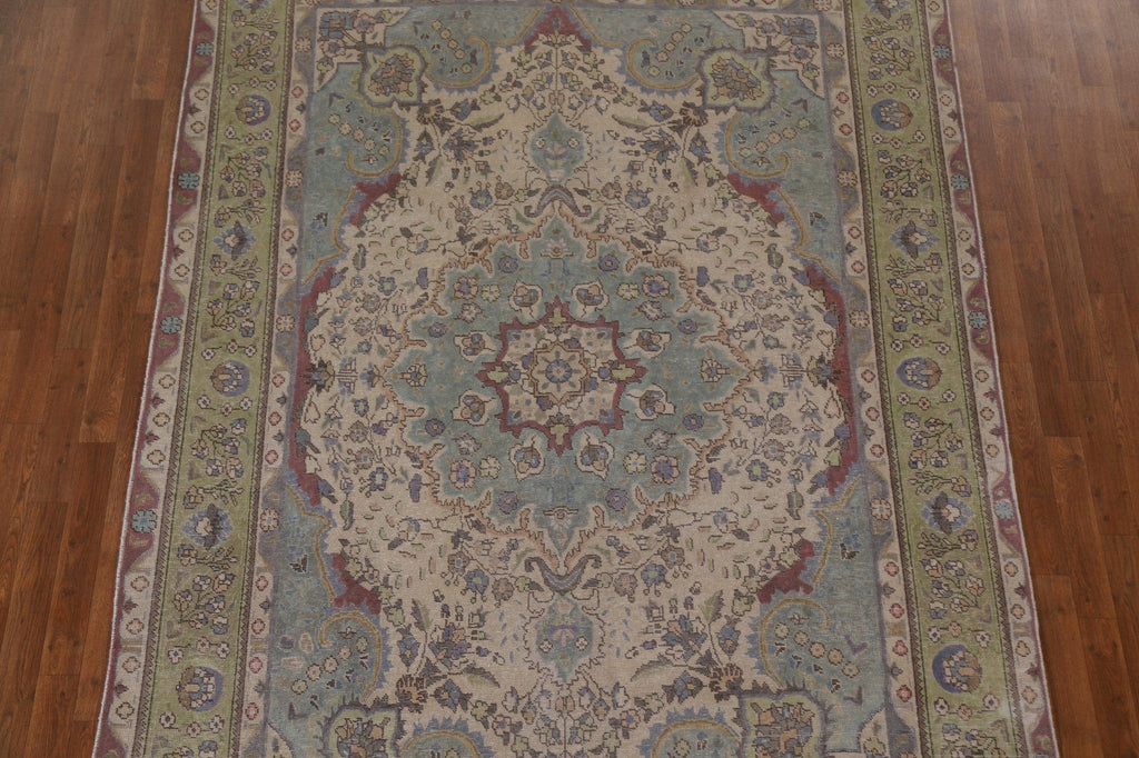 Distressed Over-Dyed Tabriz Persian Area Rug 7x10