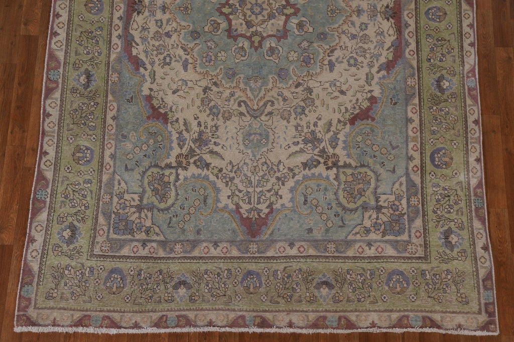 Distressed Over-Dyed Tabriz Persian Area Rug 7x10