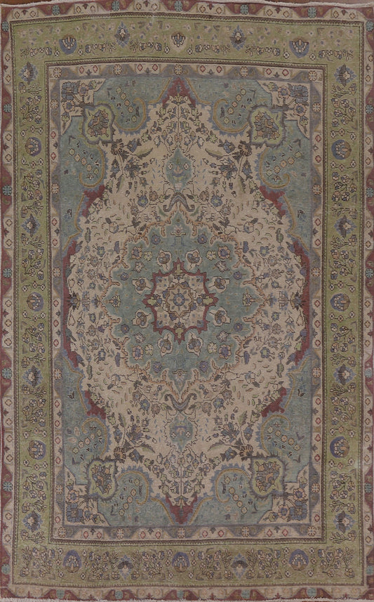 Distressed Over-Dyed Tabriz Persian Area Rug 7x10