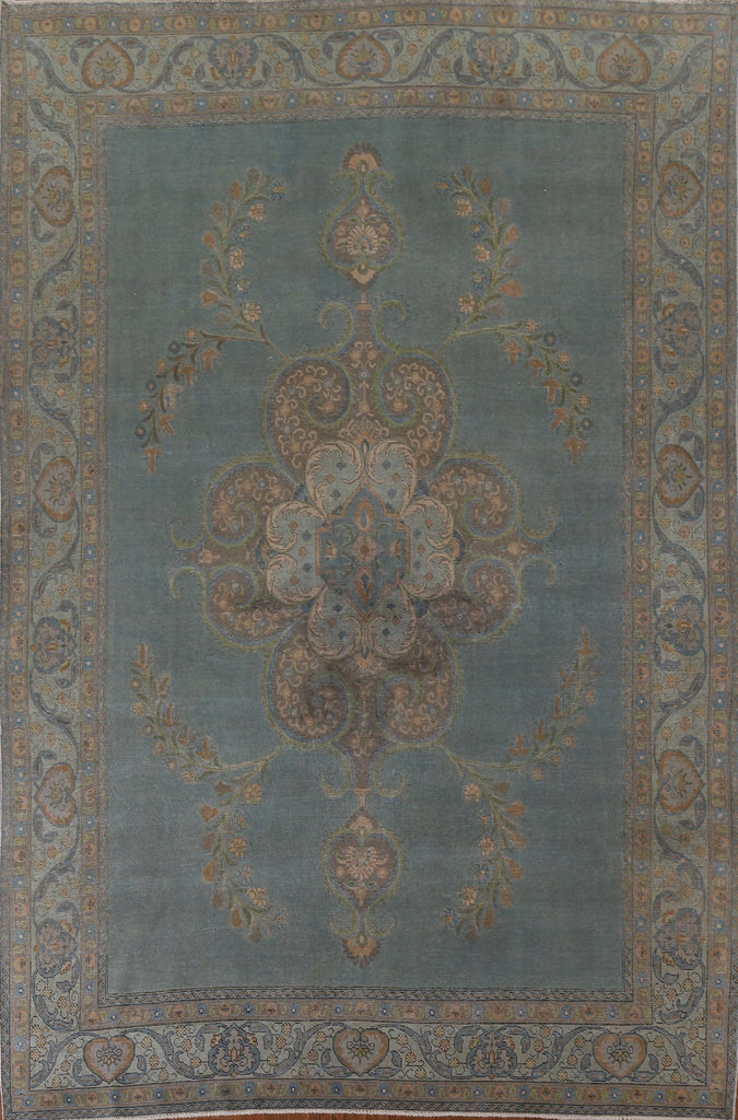 Distressed Over-Dyed Tabriz Persian Area Rug 9x12