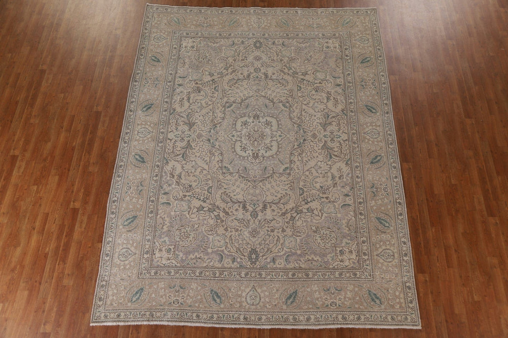 Distressed Muted Tabriz Persian Area Rug 9x11