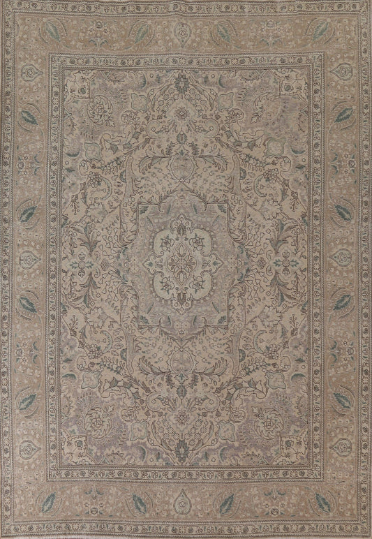 Distressed Muted Tabriz Persian Area Rug 9x11