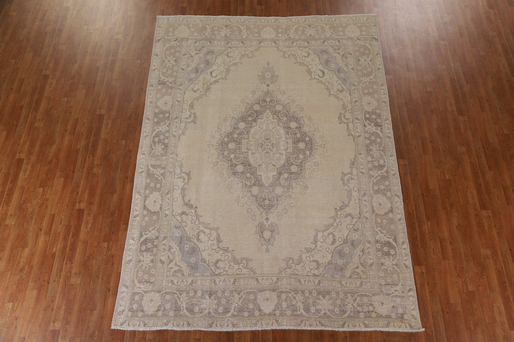 Muted Distressed Tabriz Persian Area Rug 8x11