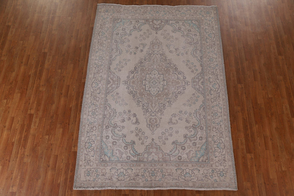 Distressed Wool Tabriz Persian Area Rug 6x10