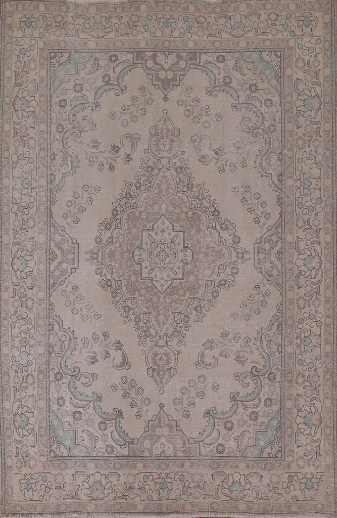 Distressed Wool Tabriz Persian Area Rug 6x10