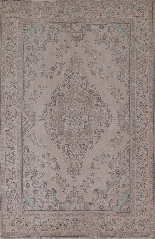 Distressed Wool Tabriz Persian Area Rug 6x10