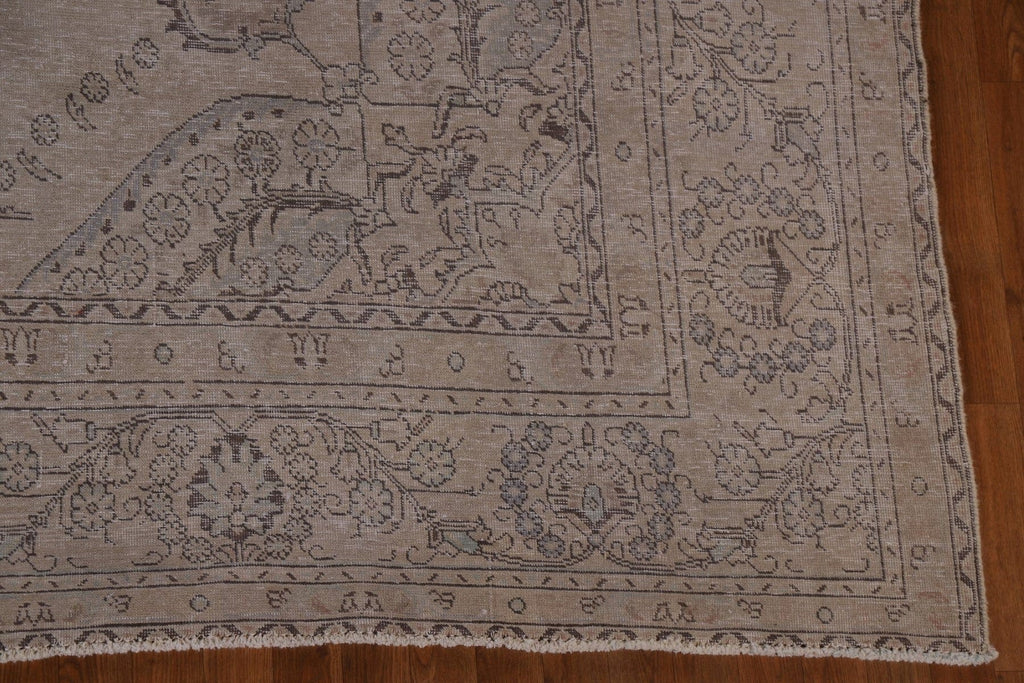 Distressed Vintage Tabriz Persian Area Rug 9x13