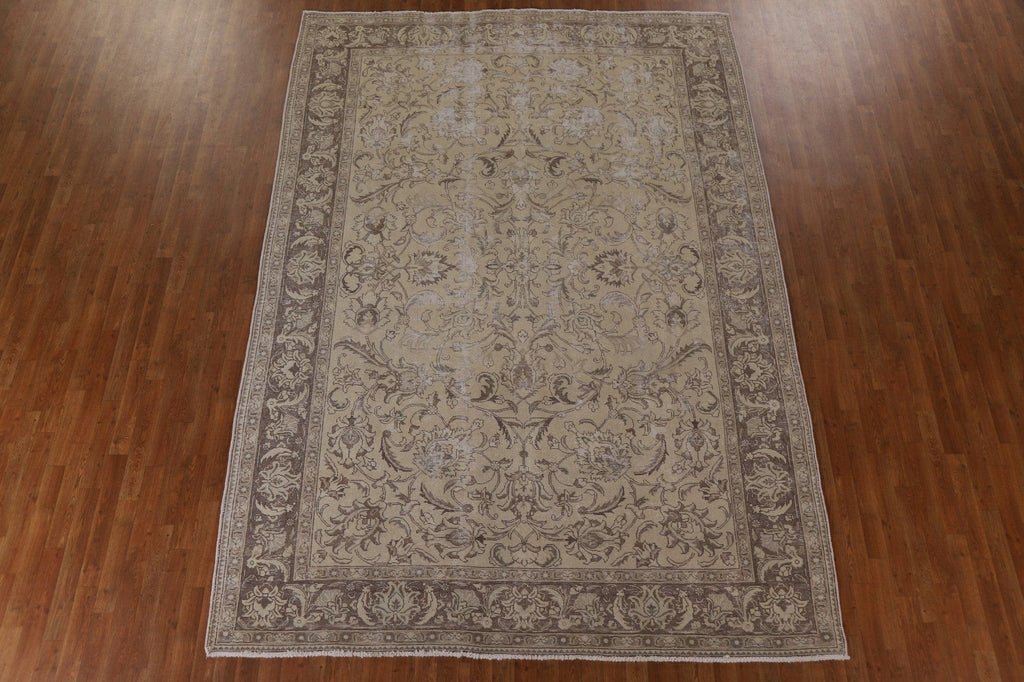 Distressed Floral Tabriz Persian Area Rug 8x12