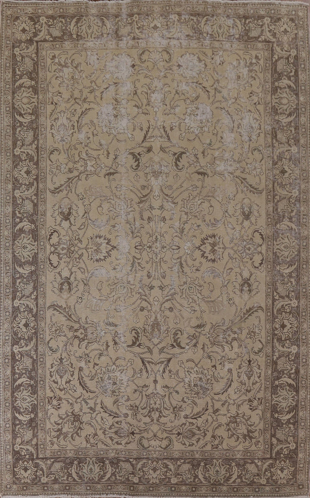 Distressed Floral Tabriz Persian Area Rug 8x12