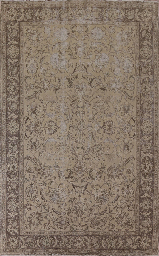 Distressed Floral Tabriz Persian Area Rug 8x12