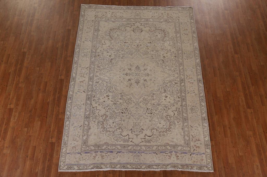 Distressed Muted Tabriz Persian Area Rug 7x10