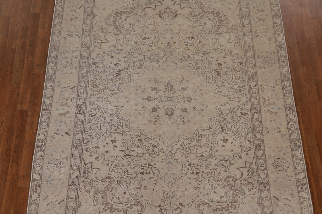 Distressed Muted Tabriz Persian Area Rug 7x10