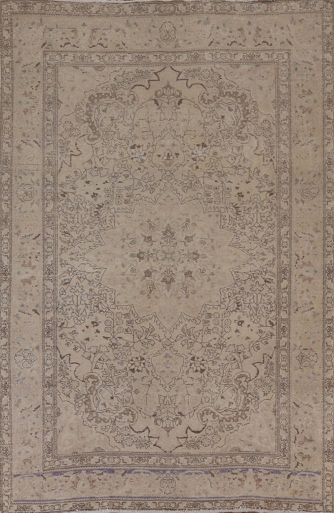 Distressed Muted Tabriz Persian Area Rug 7x10