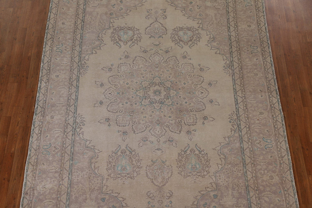 Distressed Vintage Tabriz Persian Area Rug 7x11