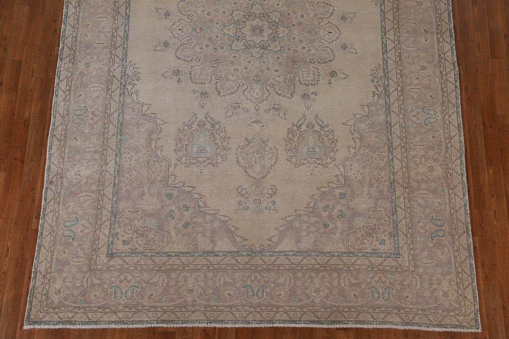 Distressed Vintage Tabriz Persian Area Rug 7x11