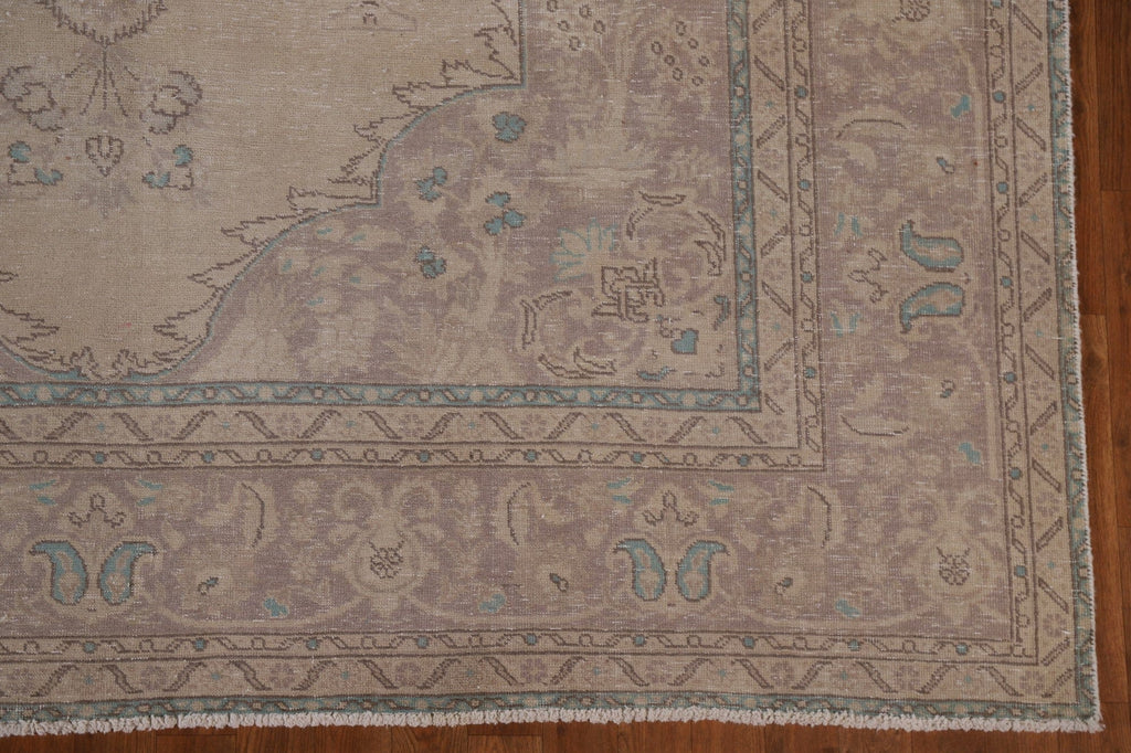 Distressed Vintage Tabriz Persian Area Rug 7x11