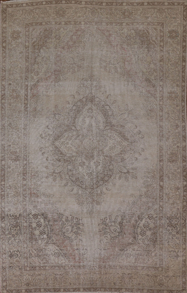 Distressed Wool Tabriz Persian Area Rug 7x10