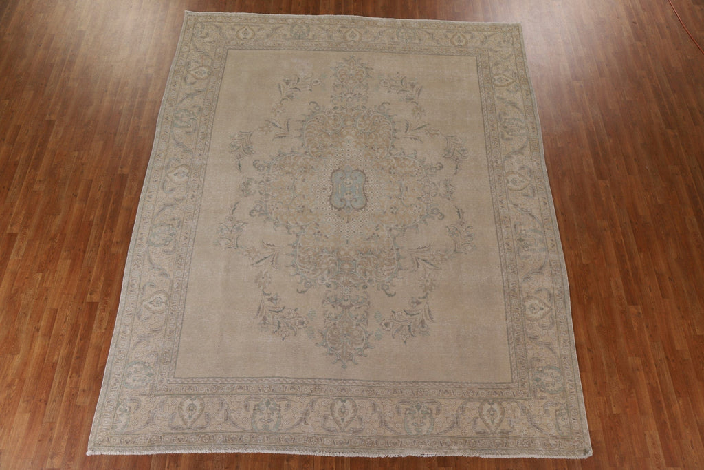 Distressed Muted Tabriz Persian Area Rug 10x12