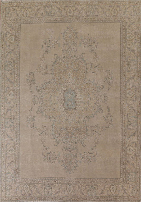 Distressed Muted Tabriz Persian Area Rug 10x12