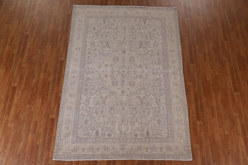 Distressed Muted Tabriz Persian Area Rug 6x9