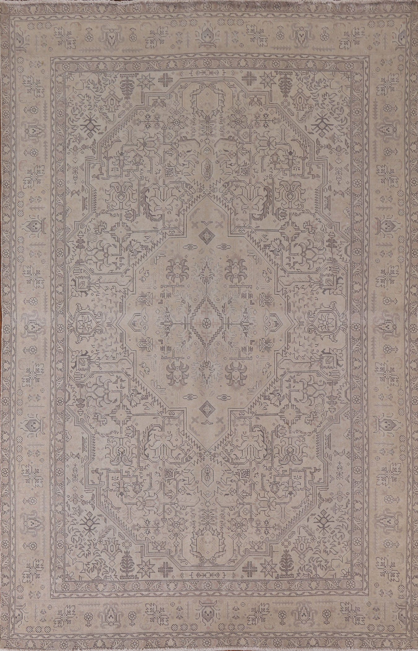 Distressed Muted Tabriz Persian Area Rug 6x9