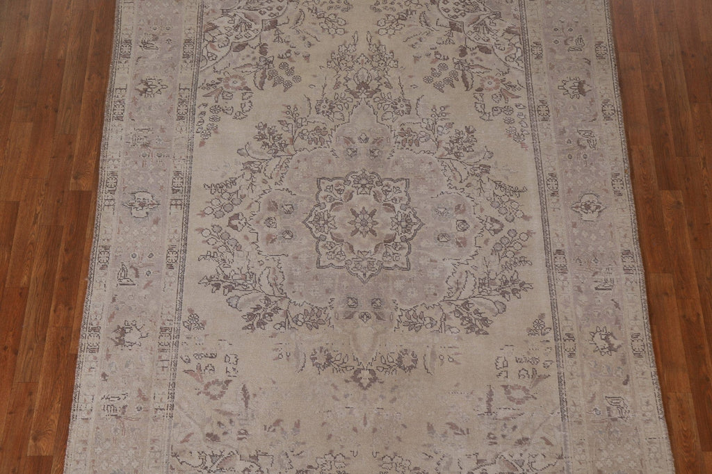 Distressed Wool Tabriz Persian Area Rug 7x10