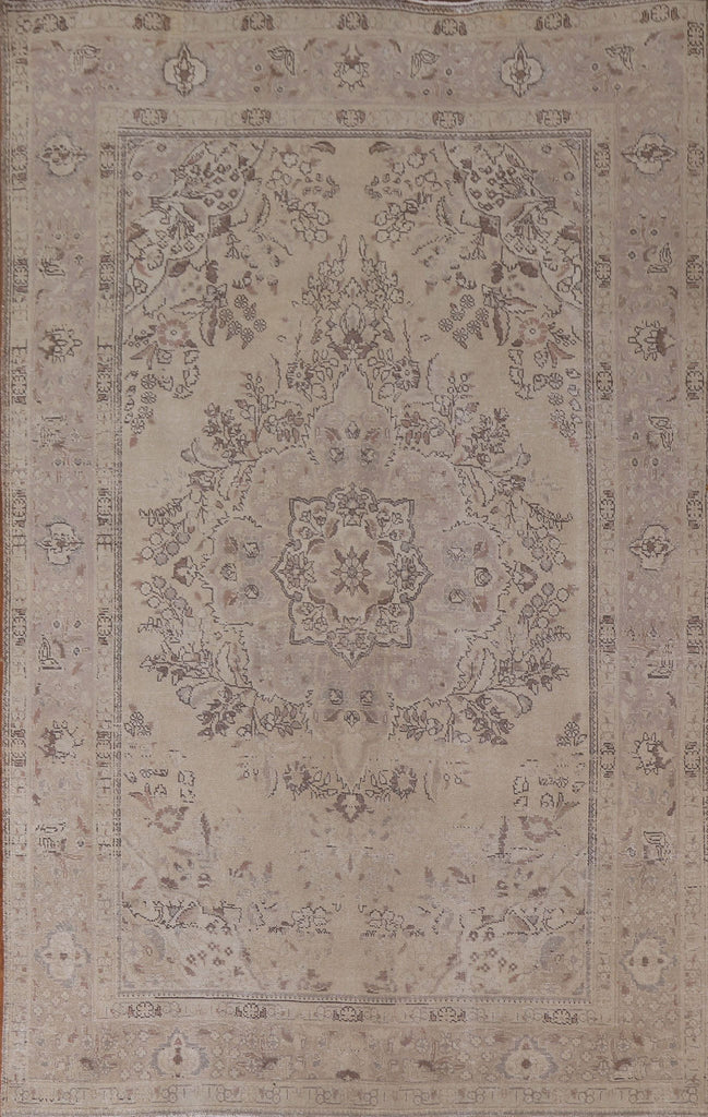 Distressed Wool Tabriz Persian Area Rug 7x10