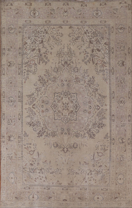 Distressed Wool Tabriz Persian Area Rug 7x10