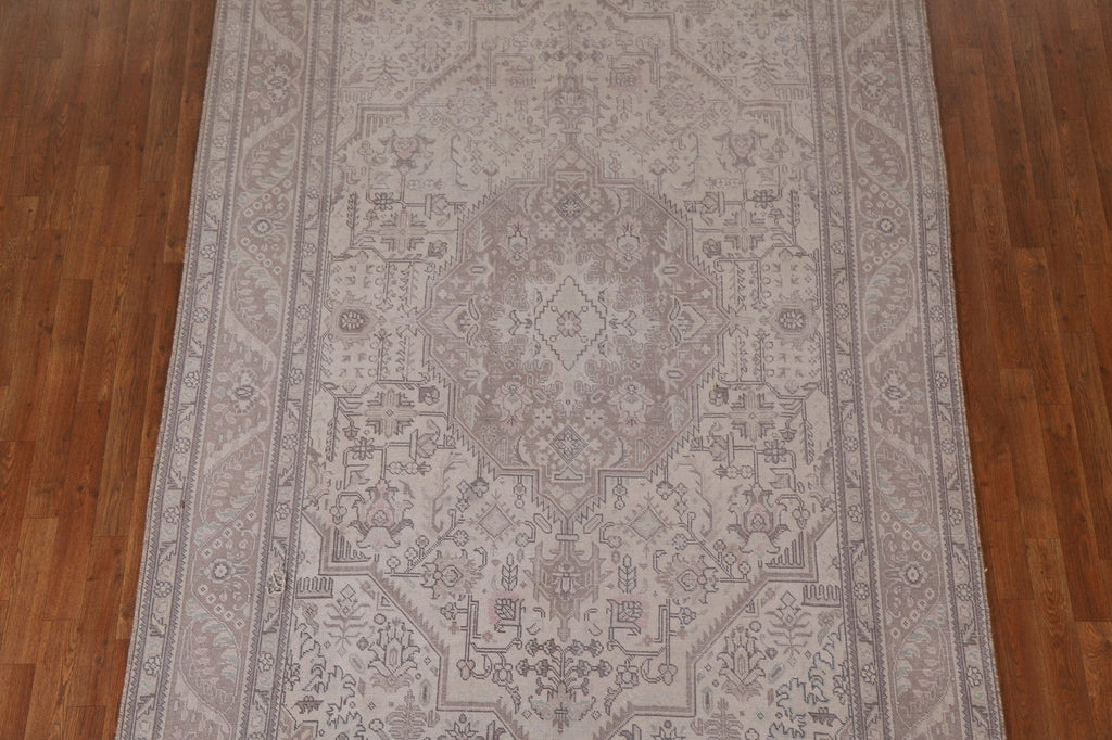 Muted Distressed Tabriz Persian Area Rug 7x9