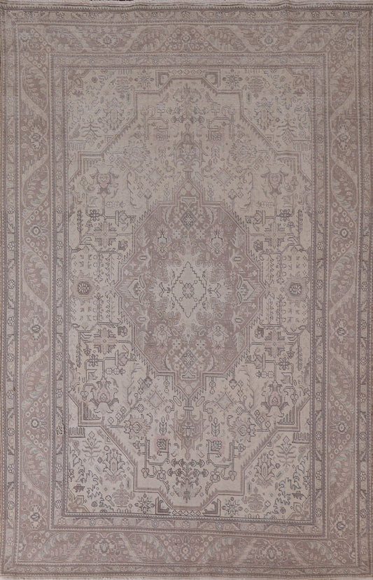 Muted Distressed Tabriz Persian Area Rug 7x9